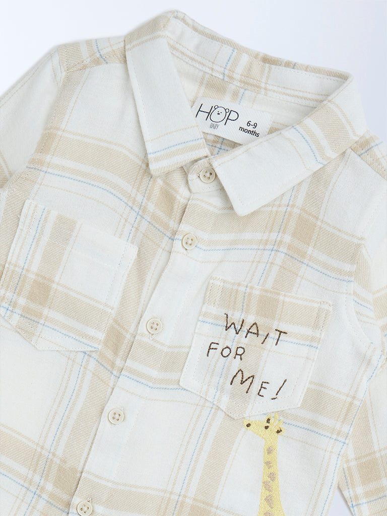 HOP Baby Beige Checks Detailed Cotton Shirt - Image 3