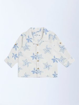 HOP Baby Off-White Floral Pattern Cotton Shirt