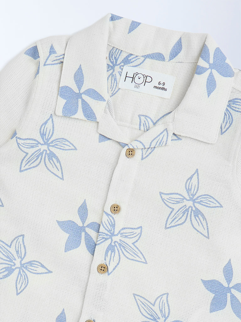 HOP Baby Off-White Floral Pattern Cotton Shirt - Image 3