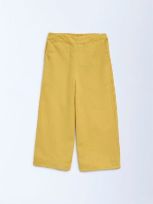Utsa Kids Yellow Solid Cotton Ethnic Pants - (2-8yrs)