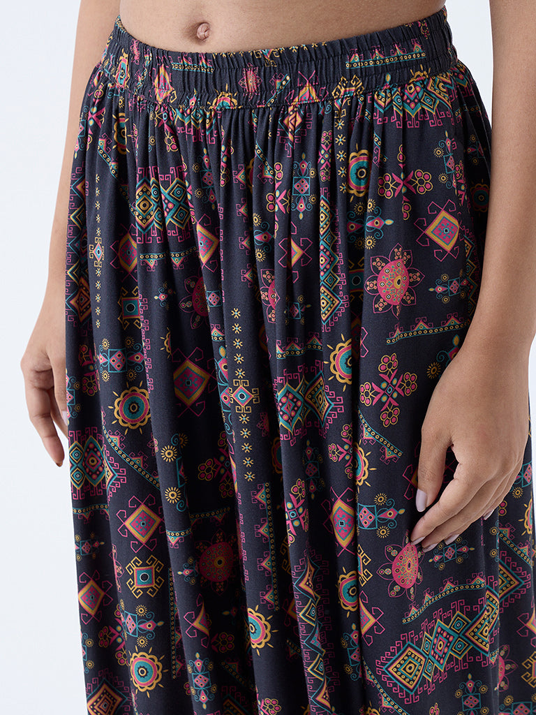 Utsa Black Tribal-Inspired Palazzos - Image 3