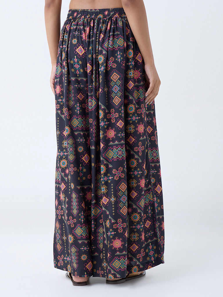 Utsa Black Tribal-Inspired Palazzos - Image 4