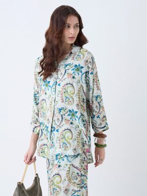 Utsa Green Paisley Printed Tunic