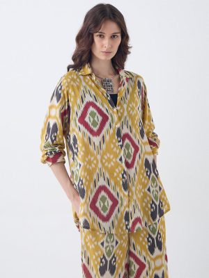 Utsa Mustard Ikat Design Tunic