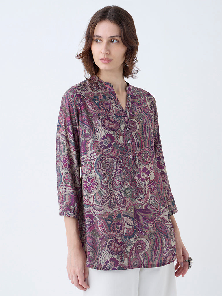 Utsa Purple Printed Tunic
