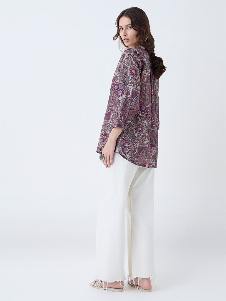 Utsa Purple Printed Tunic - Image 4