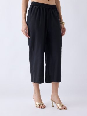 Utsa Black Solid Pants