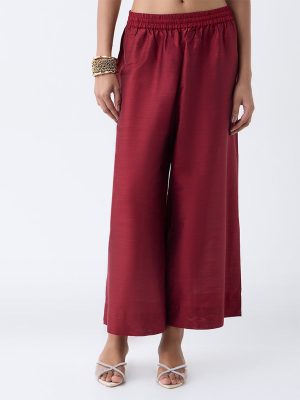 Utsa Red Solid Pants