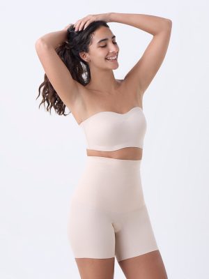 Wunderlove Light Beige Cotton-Blend Shapewear Shorts