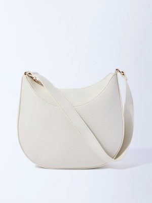 Westside White Textured Saddle Bag