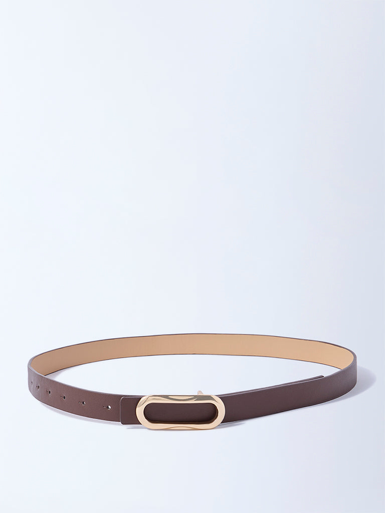 Westside Accessories Brown Oval Buckle Belt