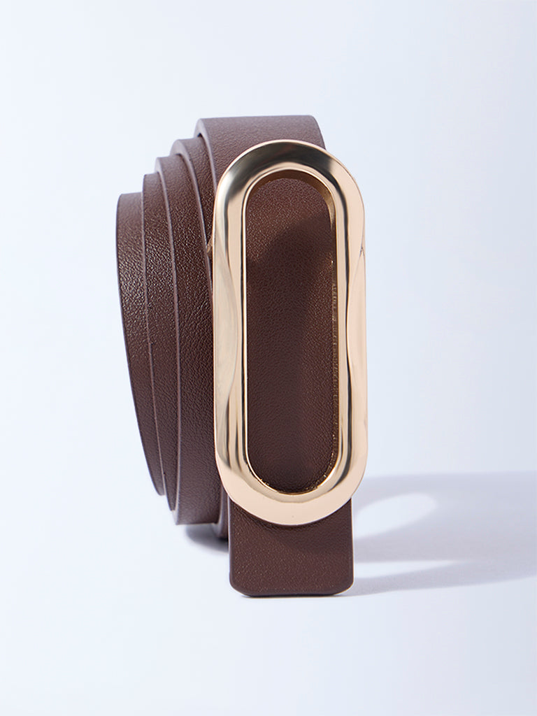 Westside Accessories Brown Oval Buckle Belt - Image 2
