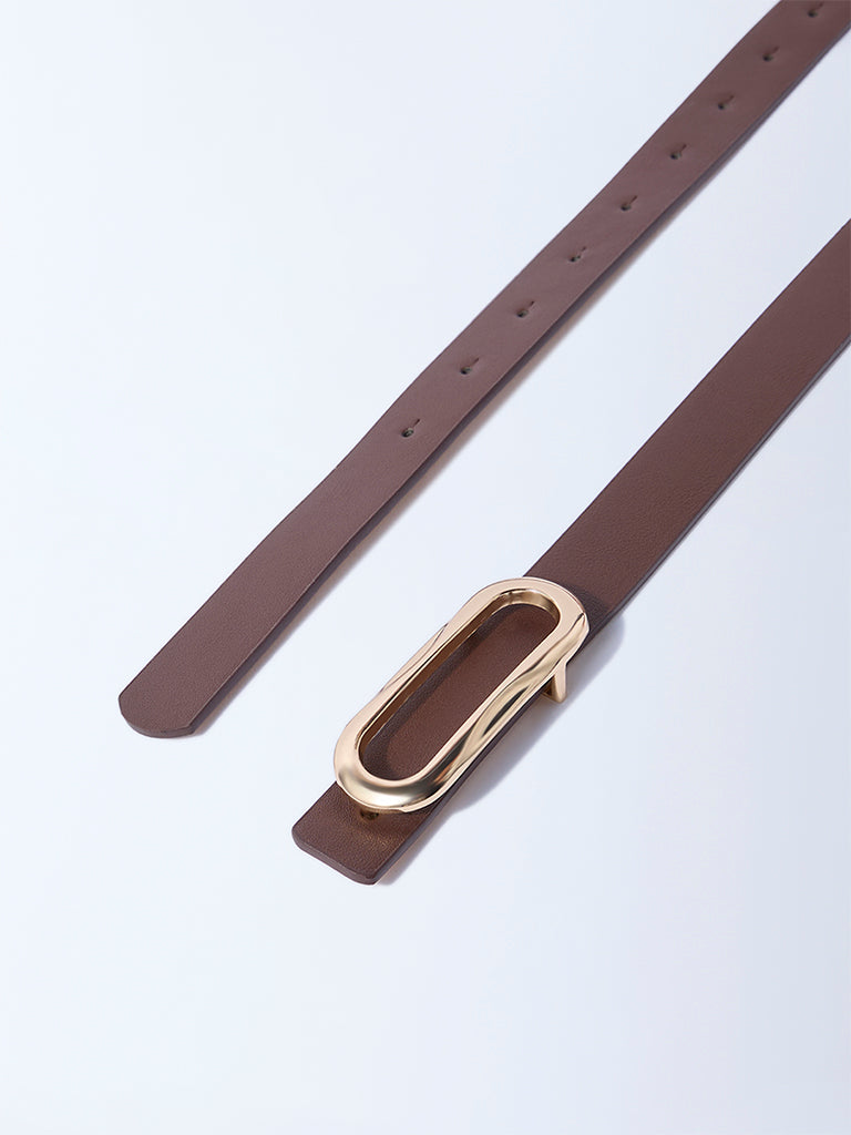 Westside Accessories Brown Oval Buckle Belt - Image 3