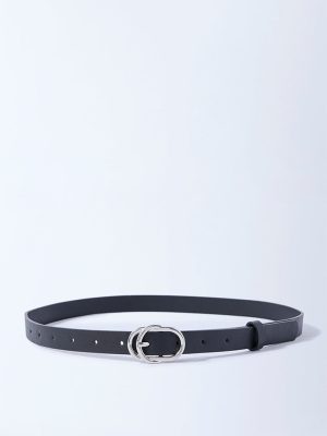 Westside Accessories Black Oval-Twisted Buckle Belt