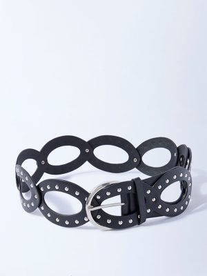 Westside Accessories Black Stud-Detailed Cut-Out Belt