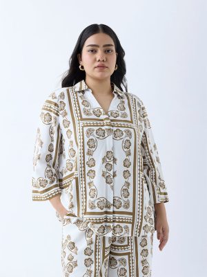 Gia Olive Floral Printed Shirt