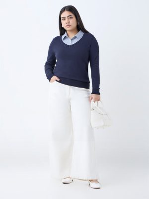 Gia Navy Collared Sweater