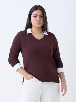 Gia Brown Collared Sweater
