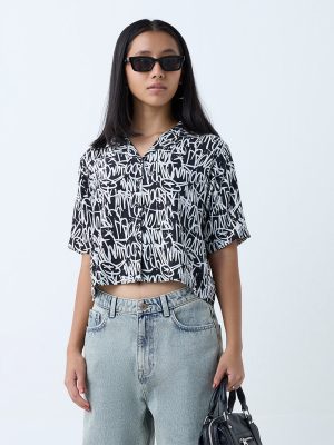 Nuon Black Abstract Printed Shirt