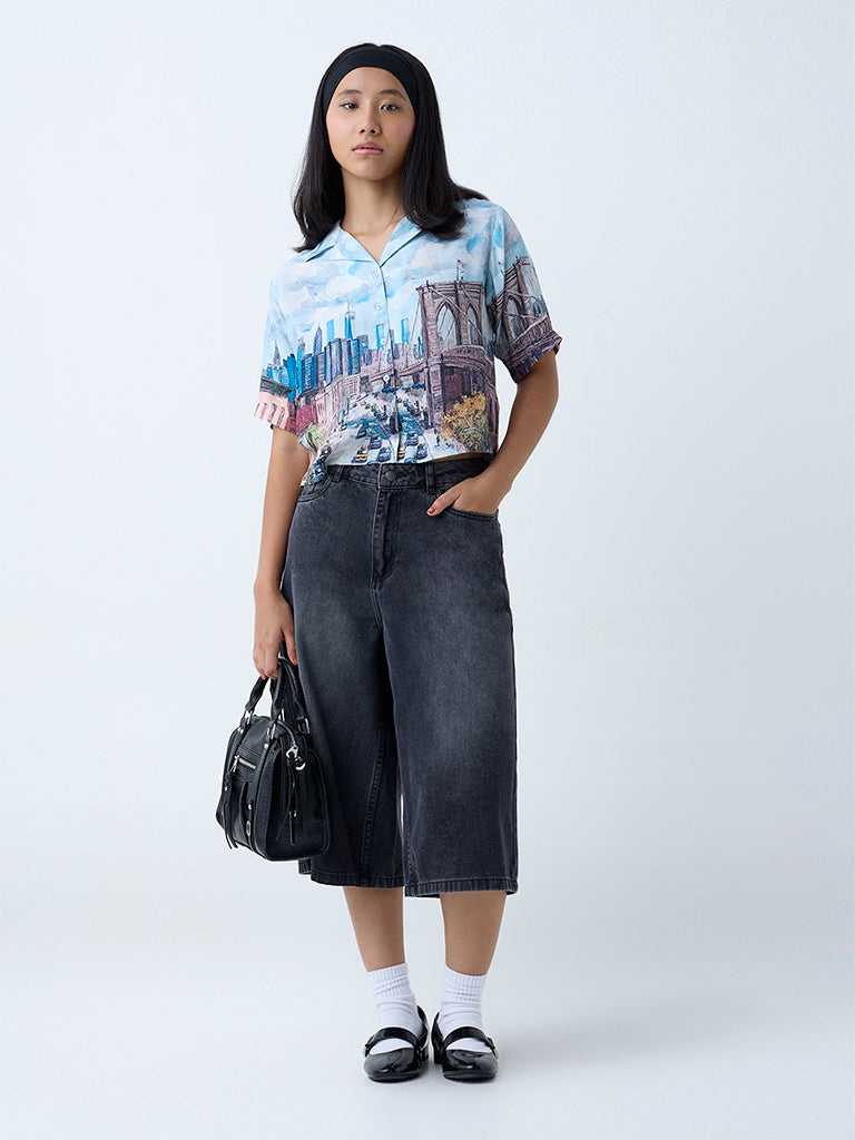 Nuon Blue Cityscape-Inspired Shirt - Image 2