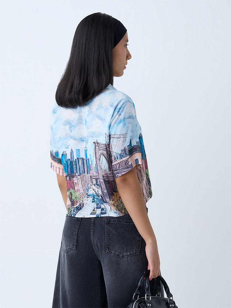 Nuon Blue Cityscape-Inspired Shirt - Image 4
