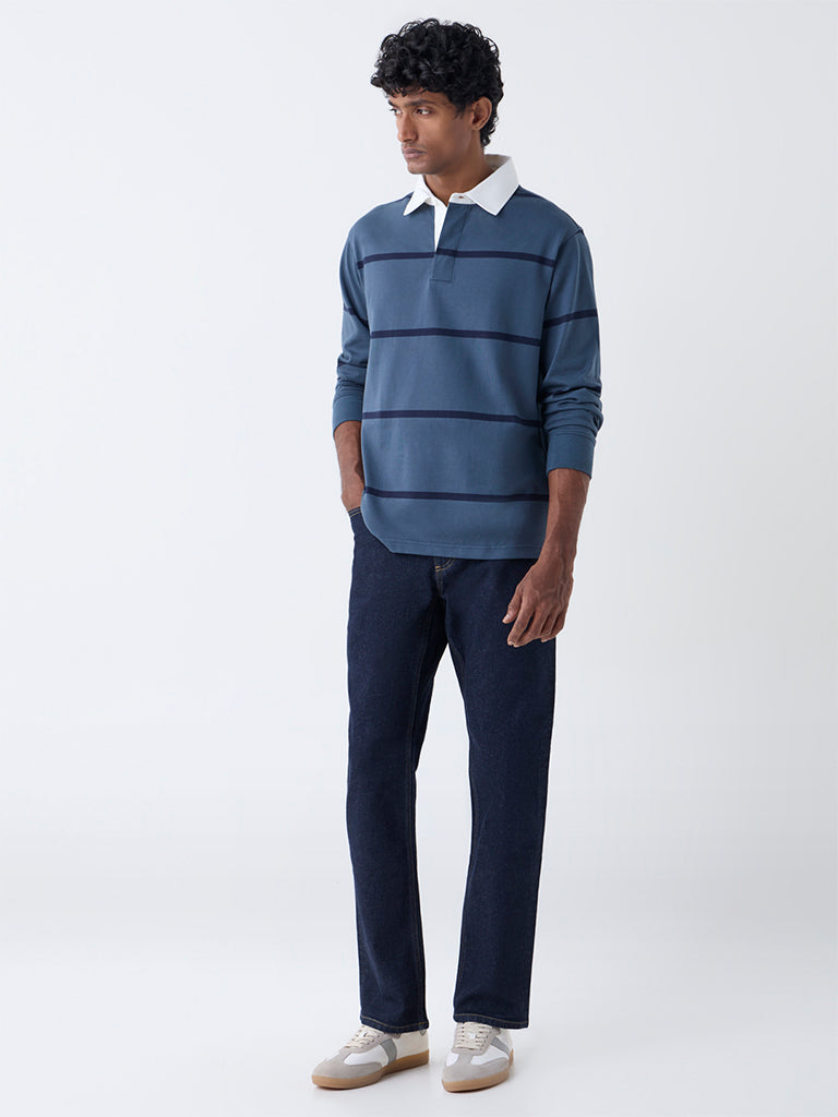 WES Casuals Dark Blue Relaxed-Fit Mid-Rise Jeans