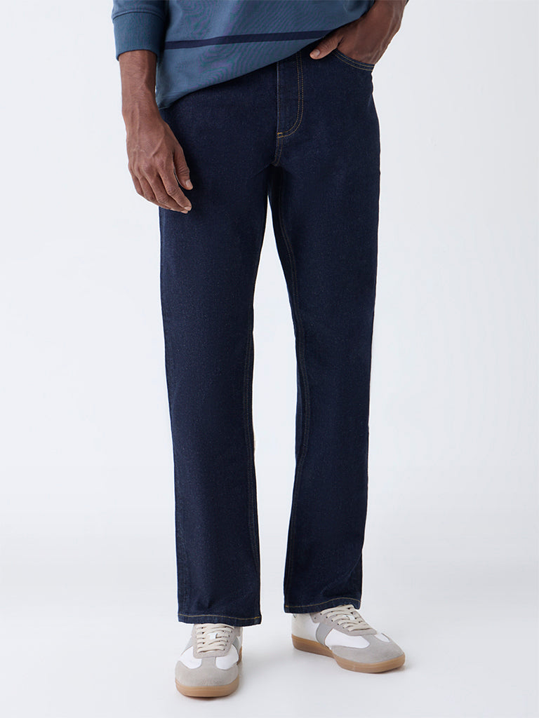 WES Casuals Dark Blue Relaxed-Fit Mid-Rise Jeans - Image 2