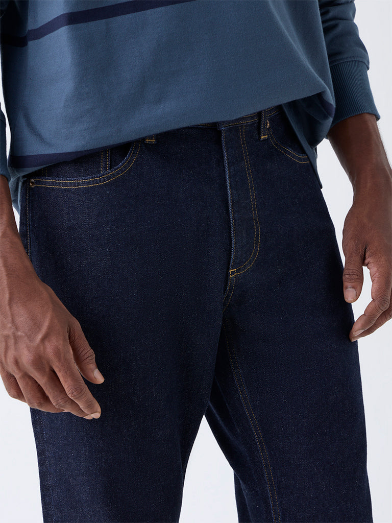 WES Casuals Dark Blue Relaxed-Fit Mid-Rise Jeans - Image 3