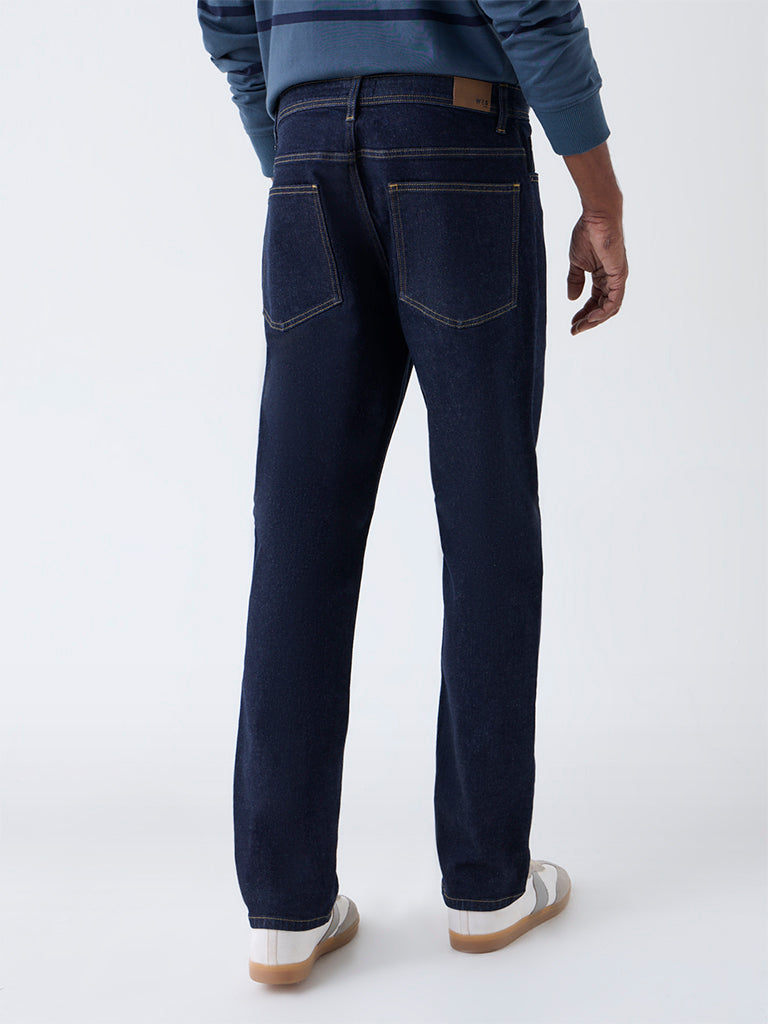 WES Casuals Dark Blue Relaxed-Fit Mid-Rise Jeans - Image 4
