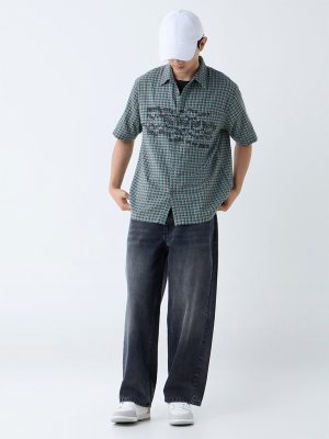 Nuon Charcoal Faded Relaxed-Fit Mid-Rise Jeans