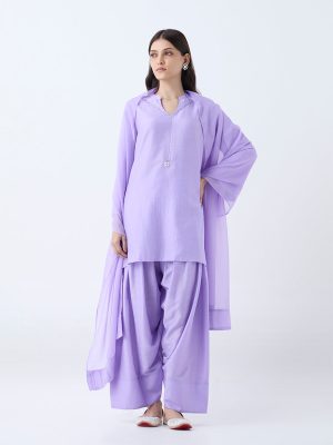 Vark Lilac Solid A-Line Ethnic Set