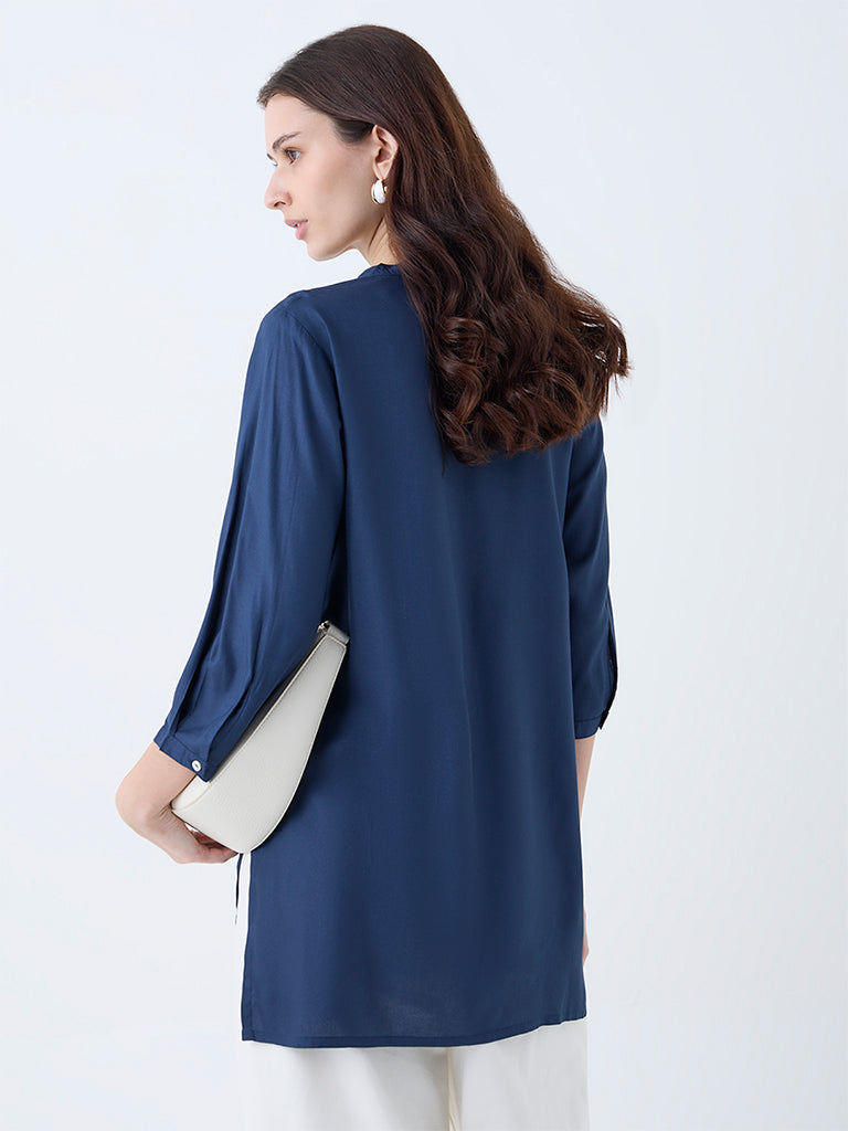 Utsa Indigo Paisley Embroidered Tunic - Image 4