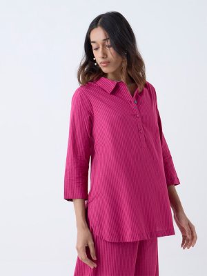 Utsa Fuchsia Striped Cotton Tunic
