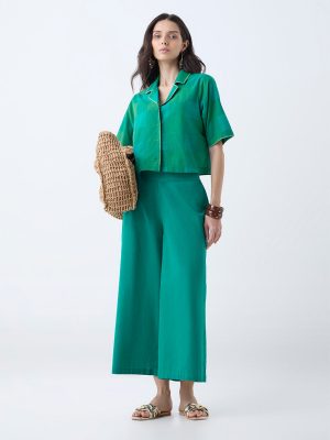 Utsa Green Checkered Cotton Shirt