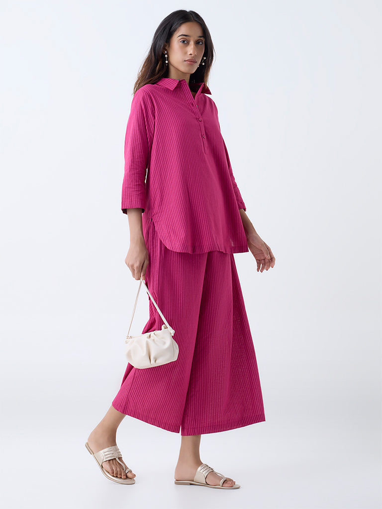 Utsa Pink Striped Cotton Ethnic Pants - Image 2