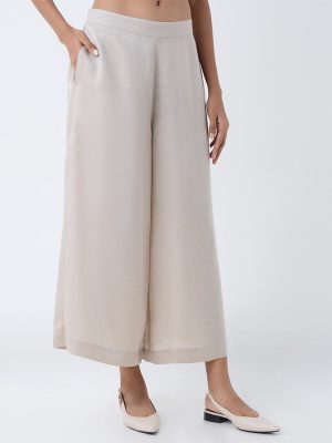 Zuba Taupe Solid Palazzos