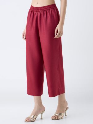 Zuba Red Solid Pants
