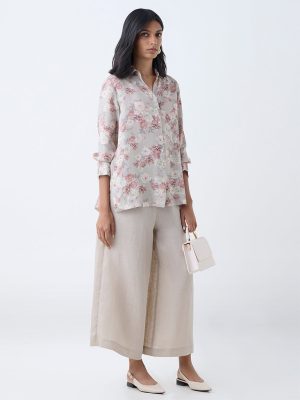 Zuba Taupe Floral Pattern Tunic