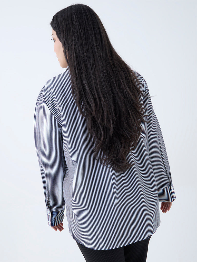 Gia Black Striped Cotton Shirt - Image 4