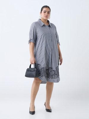 Gia Black Striped Cotton Tunic Dress