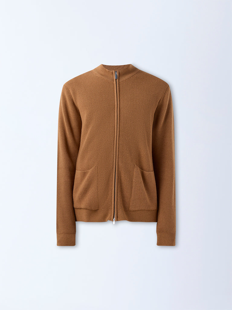 Ascot Mustard Knitted Relaxed-Fit Jacket - Image 6