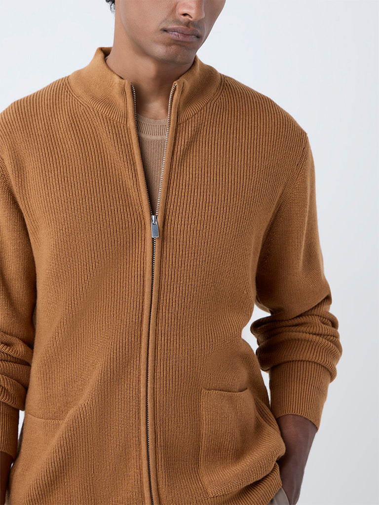 Ascot Mustard Knitted Relaxed-Fit Jacket - Image 4