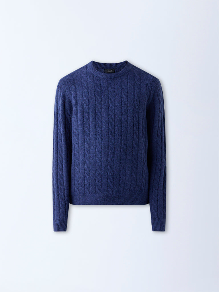 WES Casuals Navy Cable-Knit Relaxed-Fit Sweater - Image 6