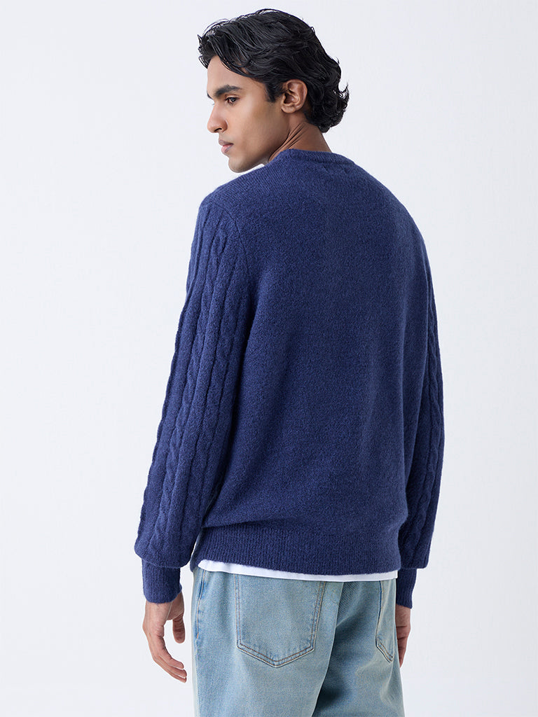 WES Casuals Navy Cable-Knit Relaxed-Fit Sweater - Image 5