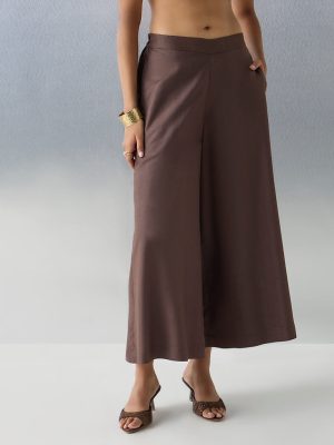 Zuba Dark Brown Solid Pants
