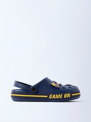 Yellow Navy Applique-Detailed Clogs
