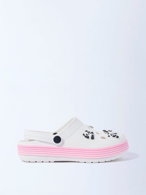 Yellow White Applique-Detailed Clogs