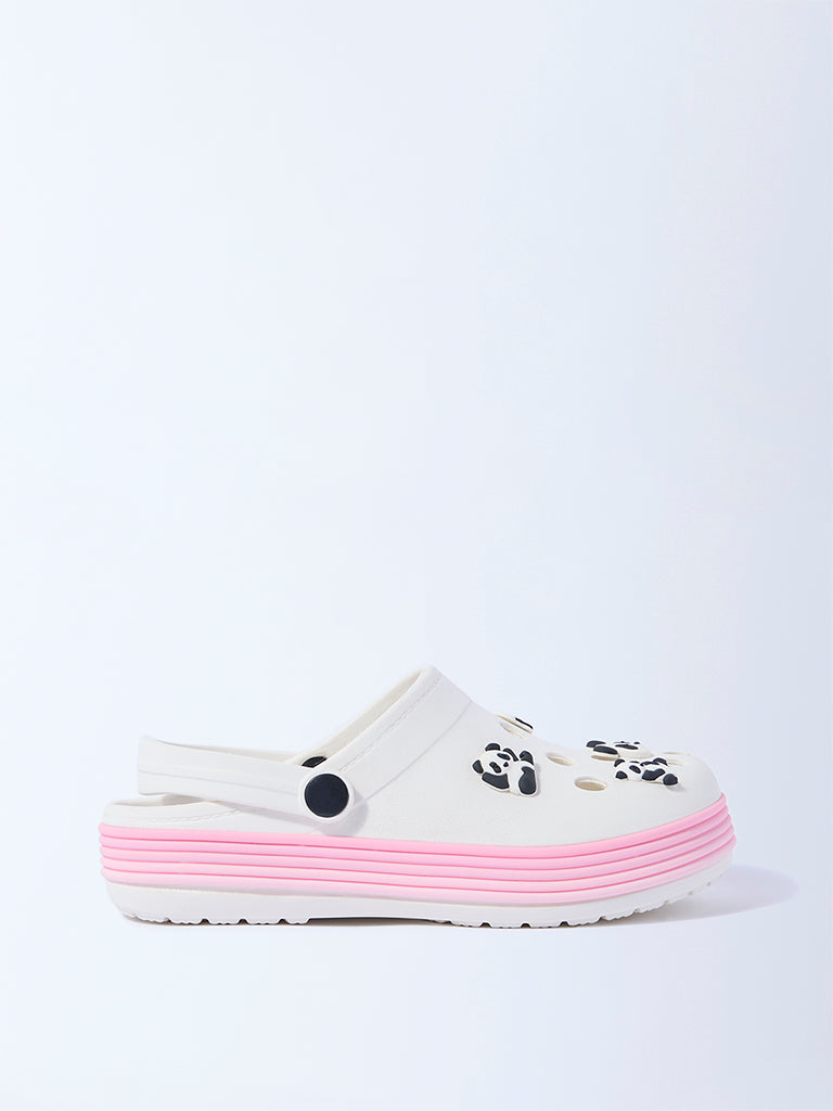 Yellow White Applique-Detailed Clogs