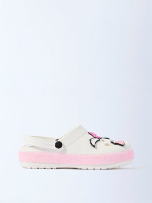 Yellow White Applique-Detailed Clogs