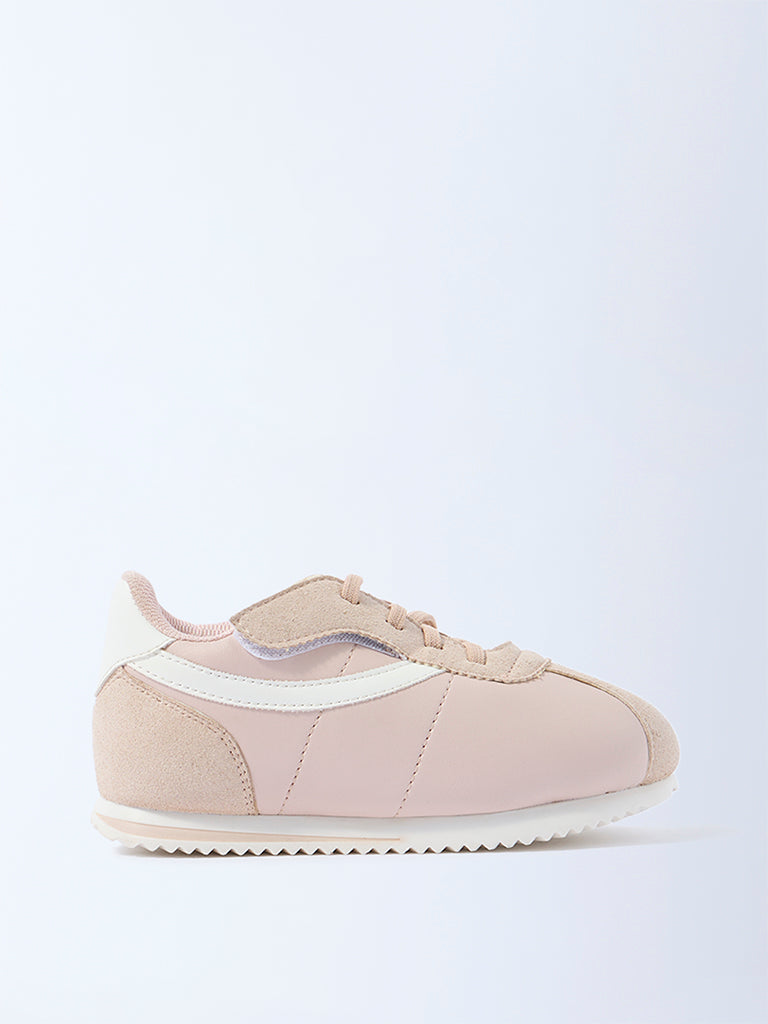 Yellow Blush Pink Suede Lace-Up Sneakers